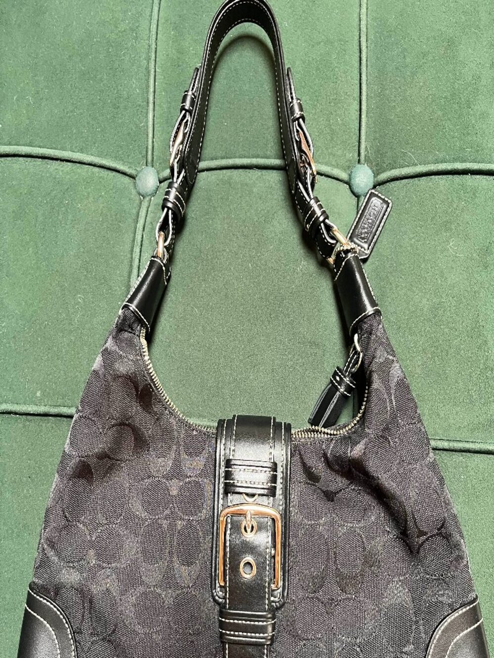 Coach Soho Black Jacquard Buckle Hobo Bag Y2K Vintage